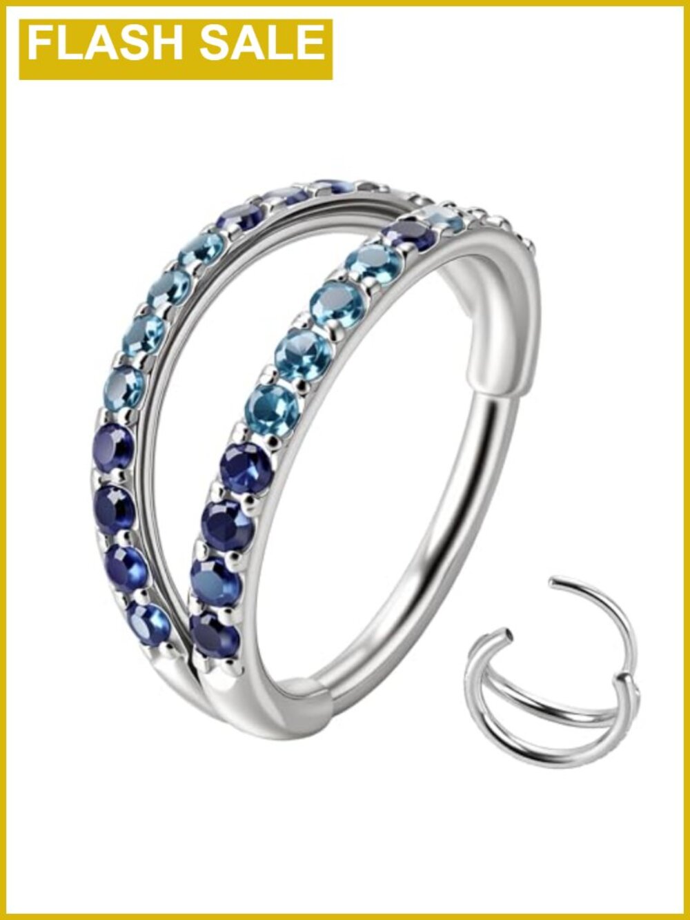 20G 316L Surgical Stainless Steel Hinged Nose Ring CZ Clicker Hoop Piercing